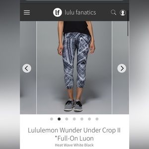 Lululemon Wunder Under 21” Crop size 4 in Heat Wave White Black / Butter Pink